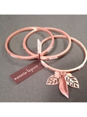 Nanette Lepore Gold Tone Bangle Bracelet Set NWT